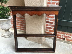 Antique English Carved Tiger Oak Plate Platter Wall Rack Display Shelf Kitchen