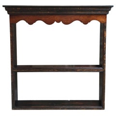 Antique English Carved Tiger Oak Plate Platter Wall Rack Display Shelf Kitchen