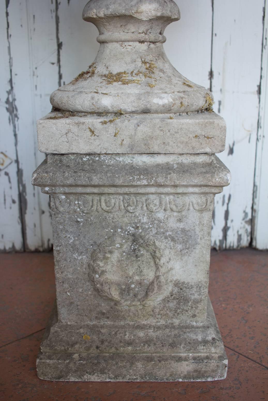 Antique English Carved Urn on Plinth 2