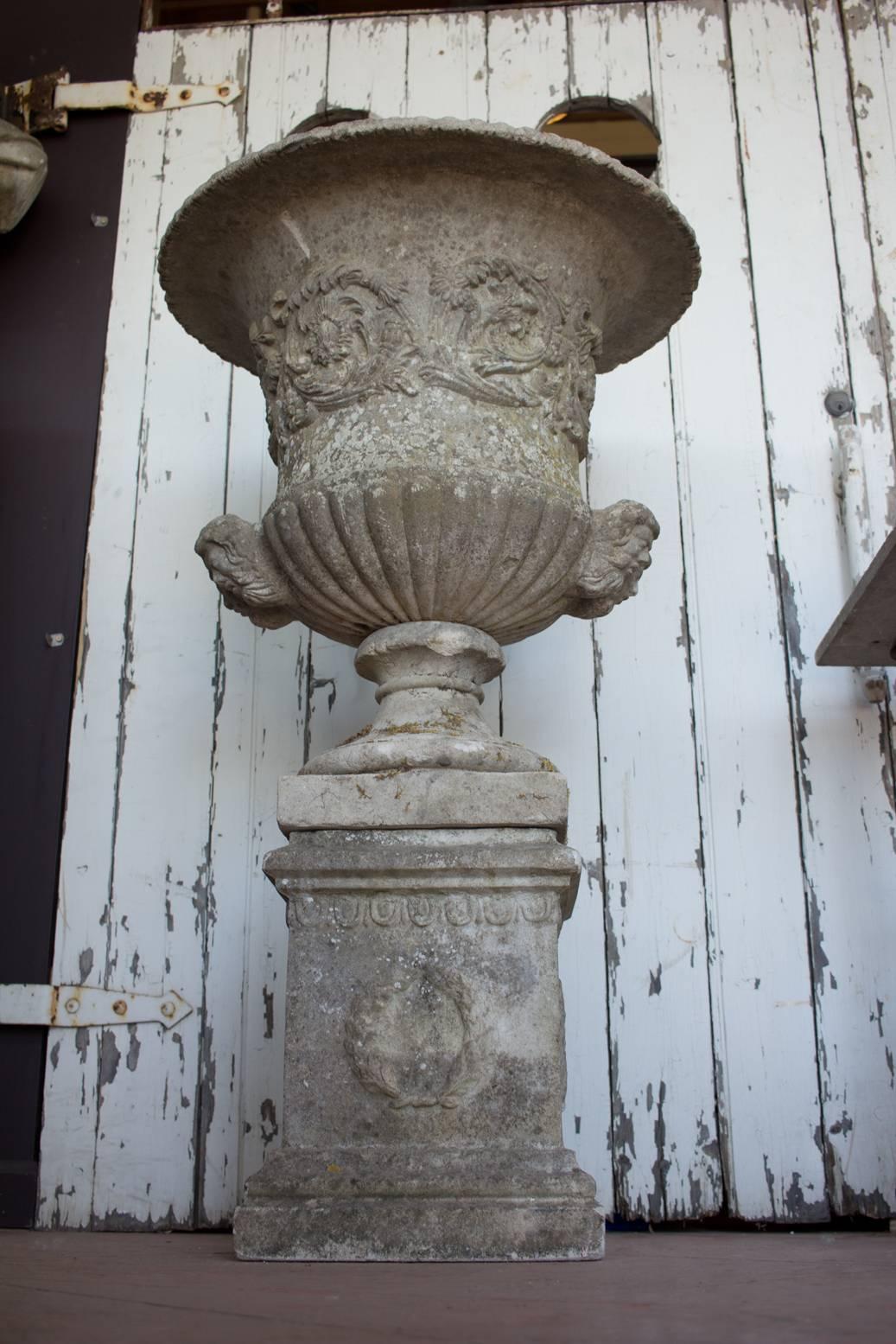 Antique English Carved Urn on Plinth 4