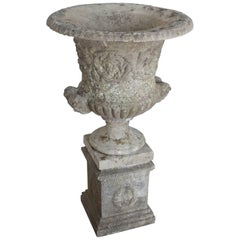 Antique English Carved Urn on Plinth