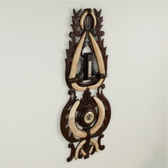 Antique English Carved Wood and Tusk Wall Barometer
