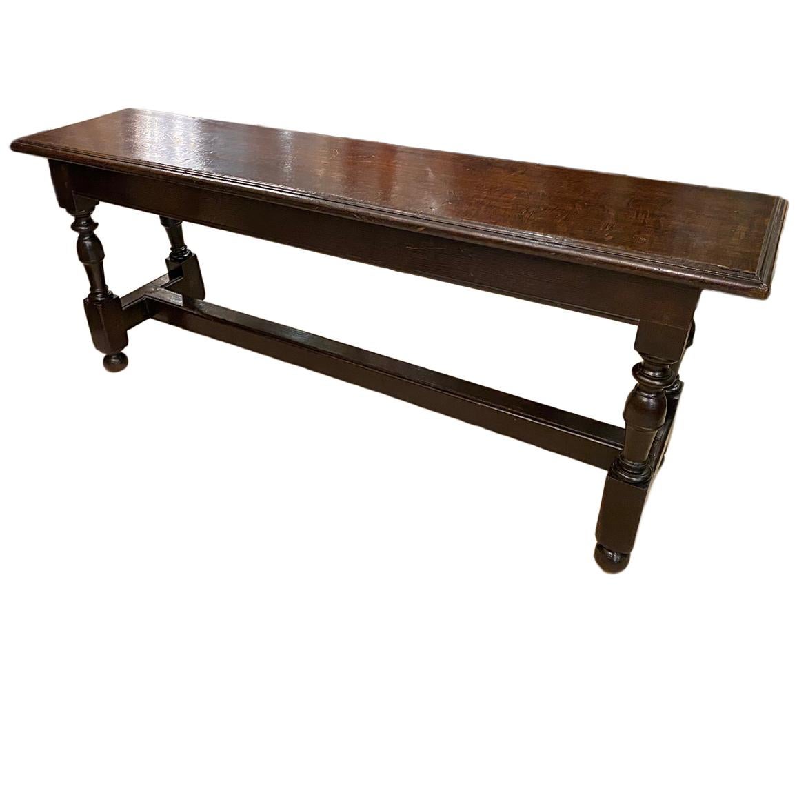 Early 20th Century Antique English Carved Wood Bench