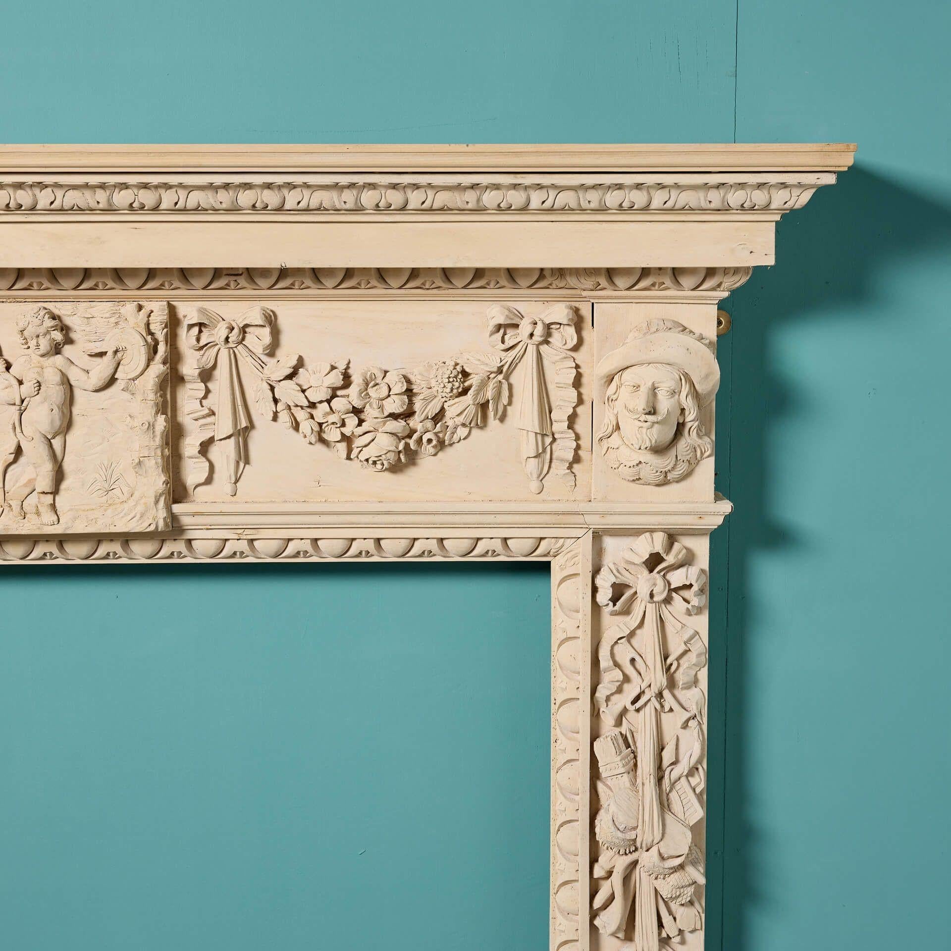 Georgien Cheminée anglaise ancienne en bois sculpté en vente