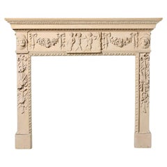 Used English Carved Wood Fire Mantel