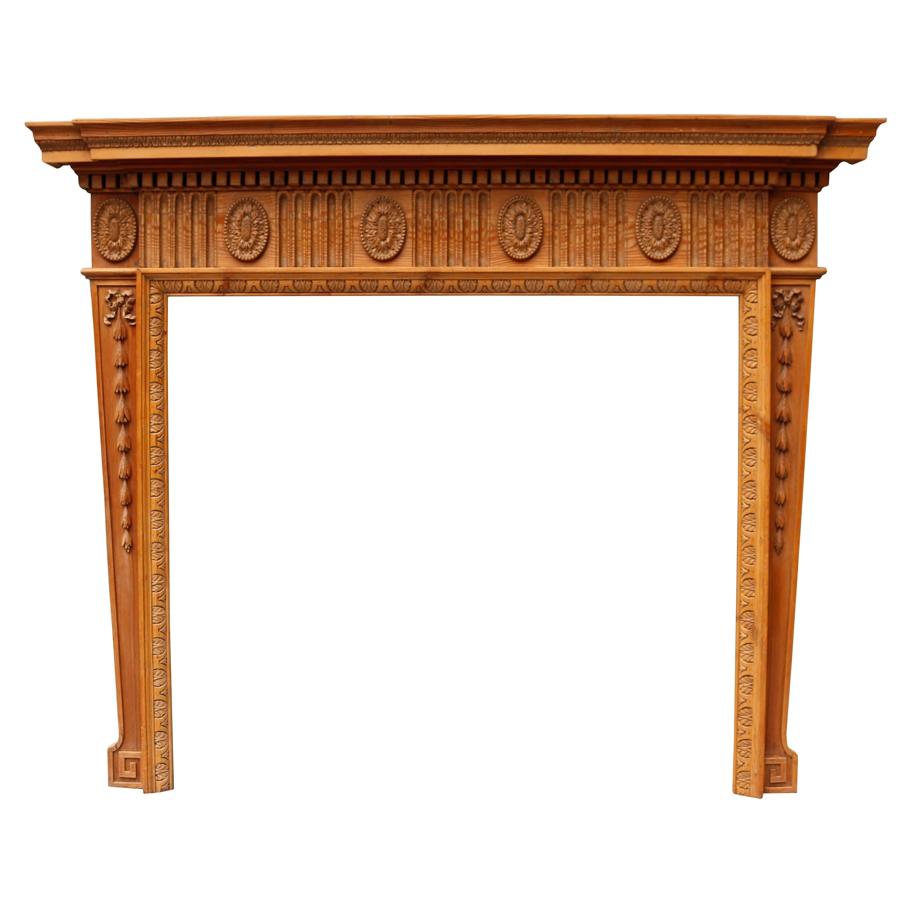 Antique English Carved Wooden Fire Mantel