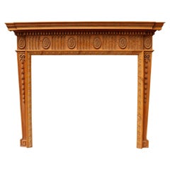 Antique English Carved Wooden Fire Mantel