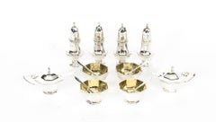 Antique English Cased Sterling Silver 14-Piece Condiment Set London, 1938