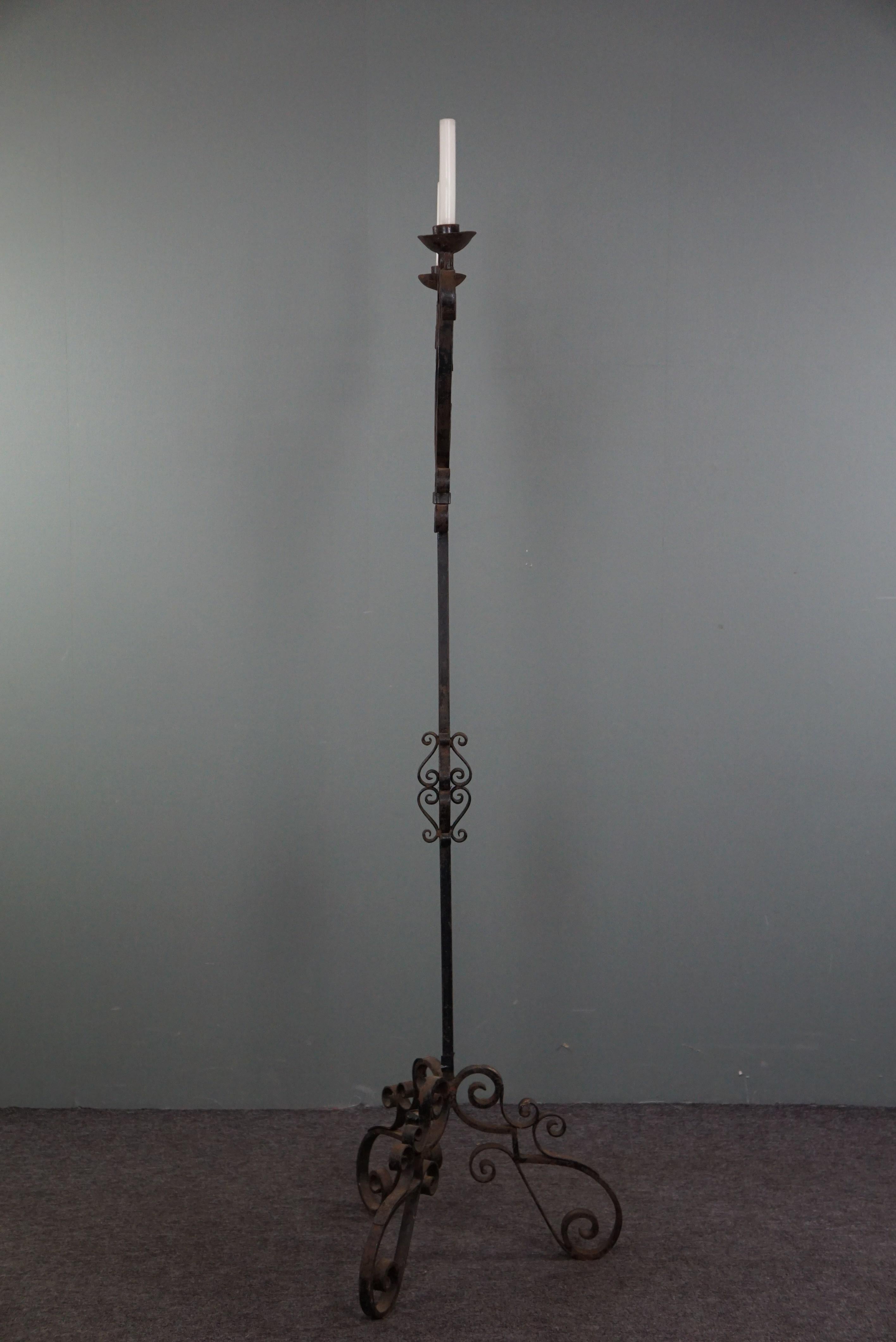 British Antique English cast iron candlestick For Sale