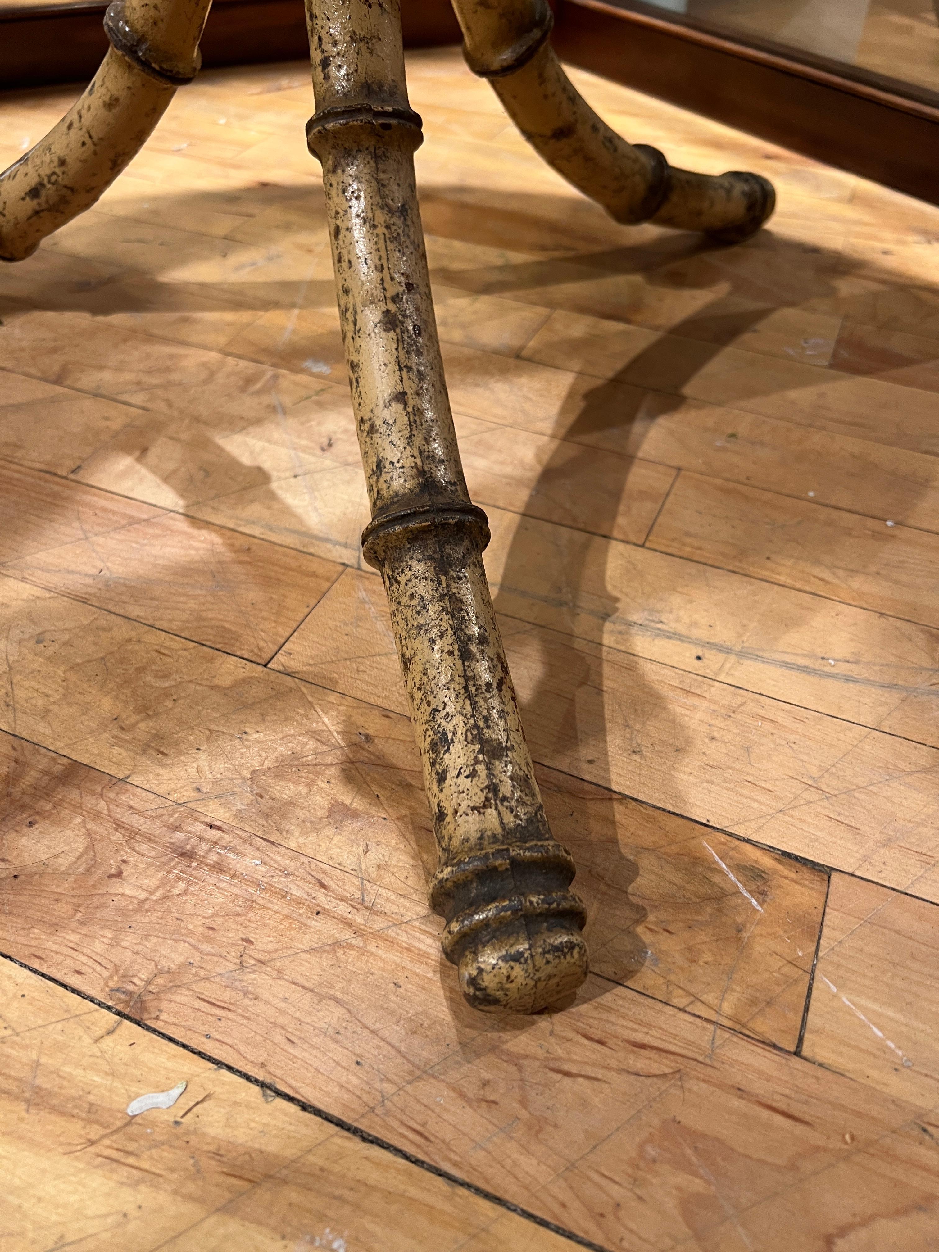 Antique English Cast Iron & Marble Faux Bamboo Bistro or Cafe Table C. 1900 In Good Condition In Atlanta, GA