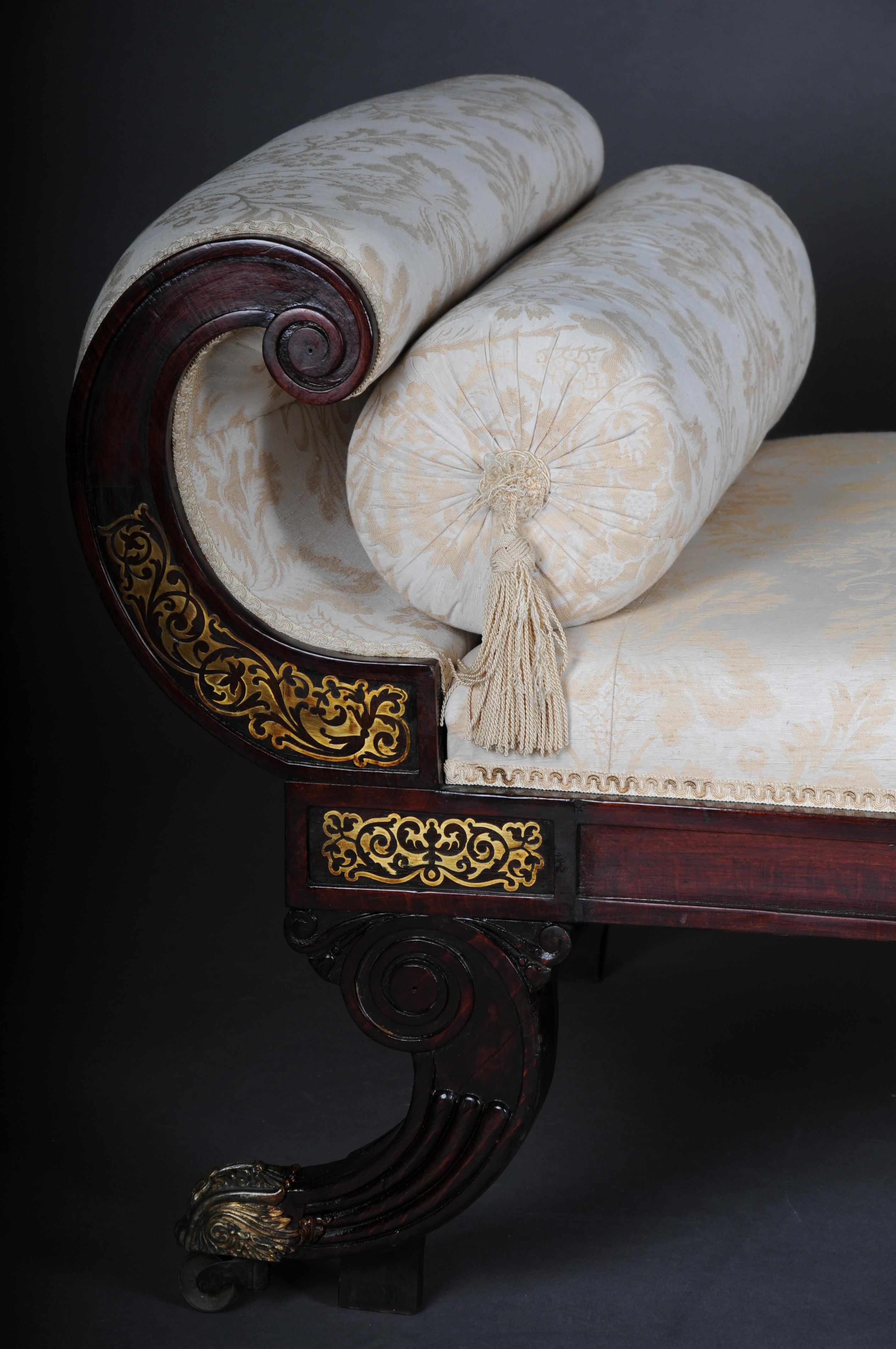 French Antique English Chaise Longue/ Recamiere, Mahogany, Arround 1830 For Sale