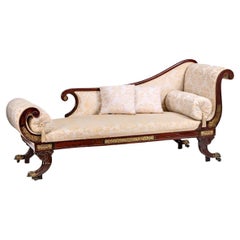Antique English Chaise Longue/ Recamiere, Mahogany, Arround 1830