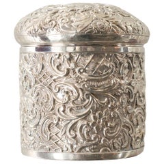 Antique English Chased Sterling Silver Container