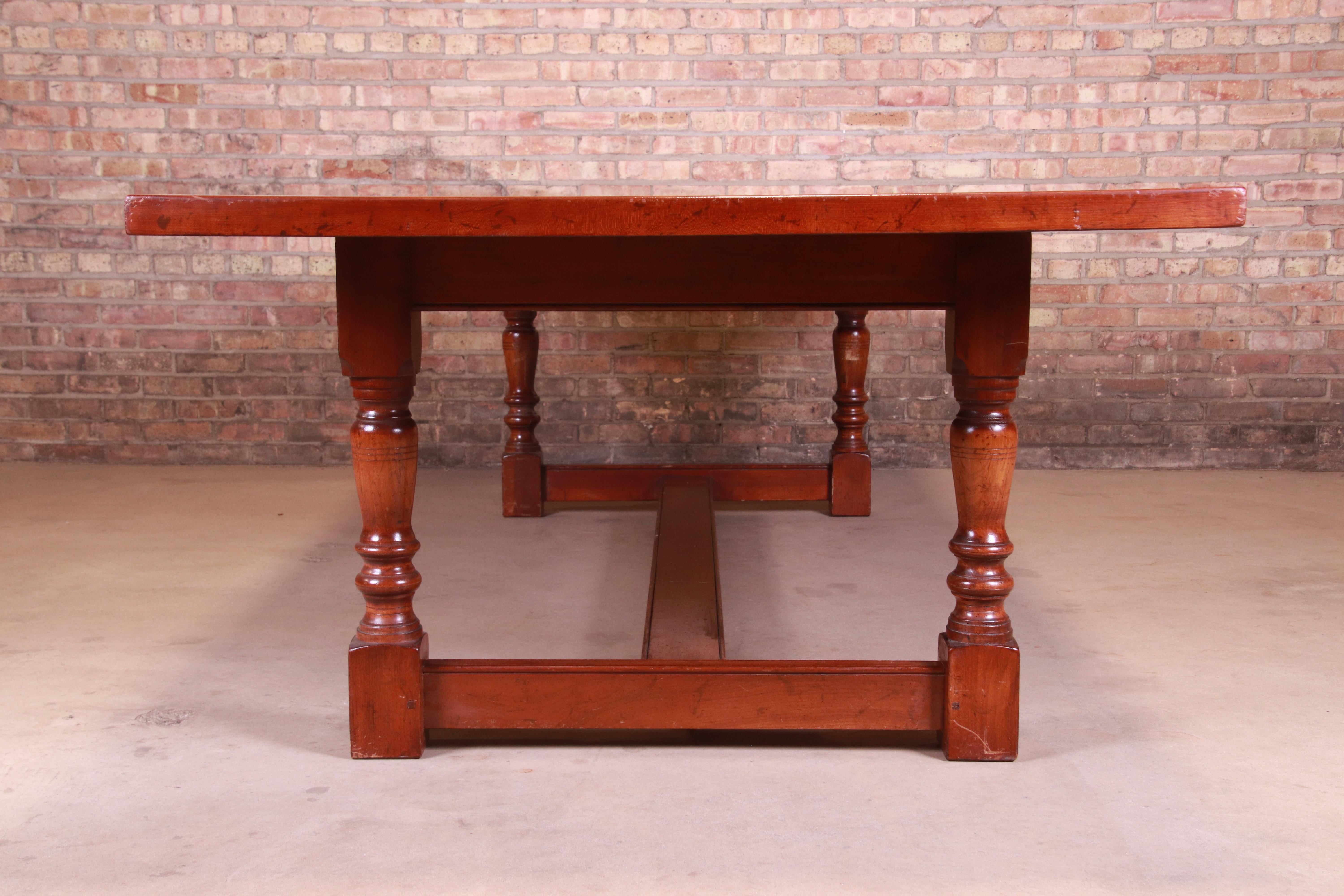 Antique English Cherry Wood Farmhouse Refectory Dining Table, Circa 1890 3