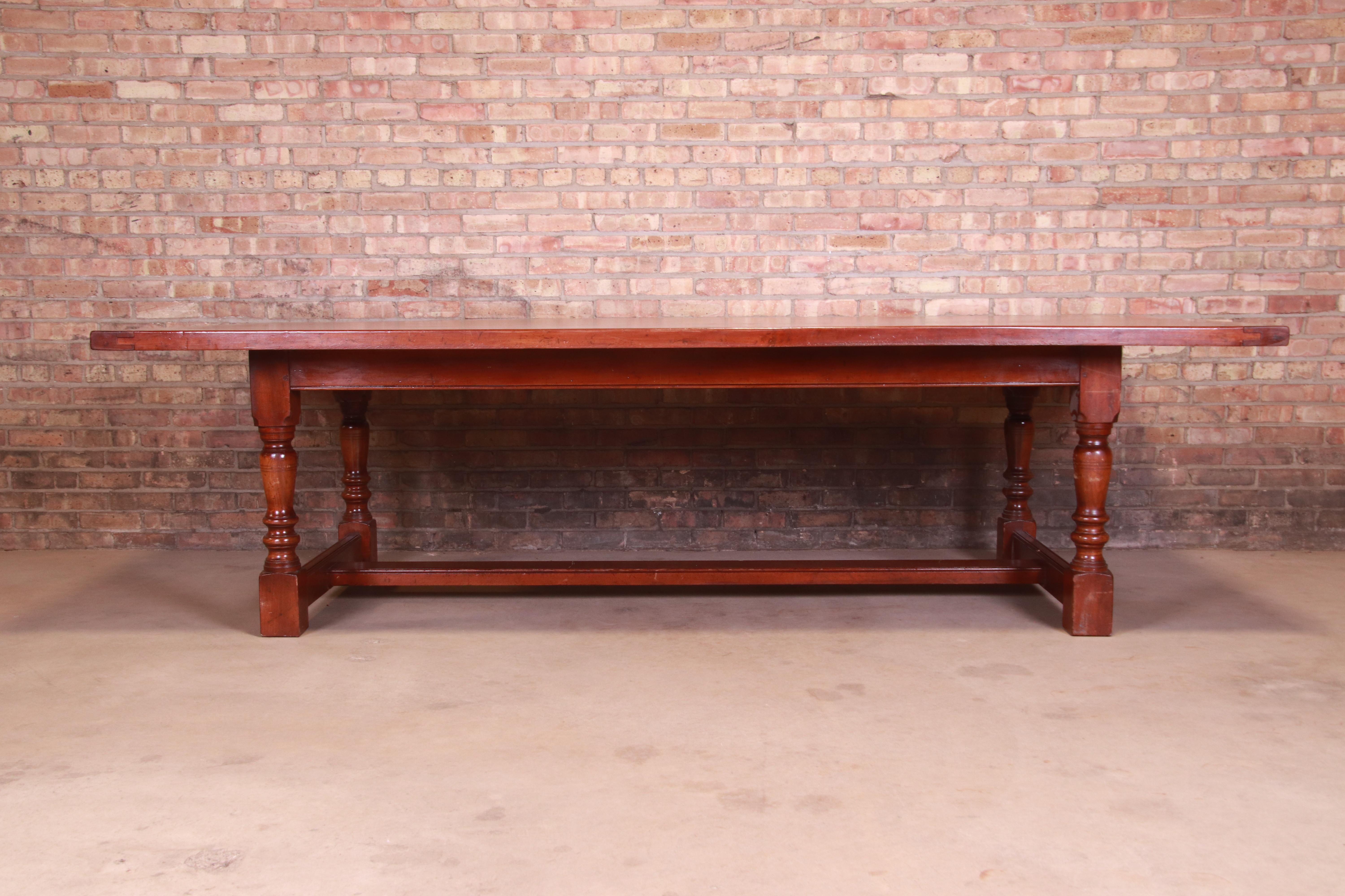 Antique English Cherry Wood Farmhouse Refectory Dining Table, Circa 1890 4