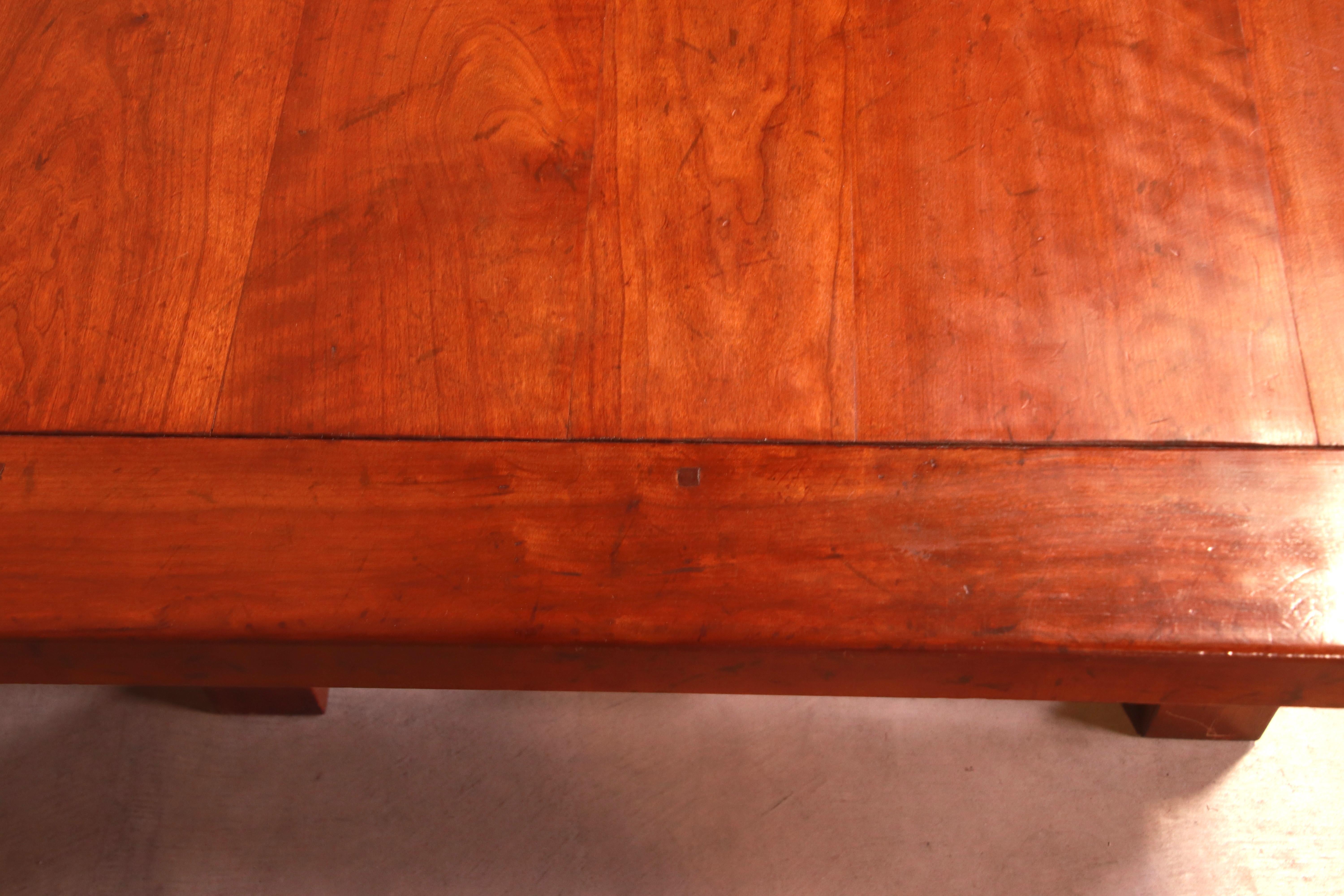 Antique English Cherry Wood Farmhouse Refectory Dining Table, Circa 1890 5