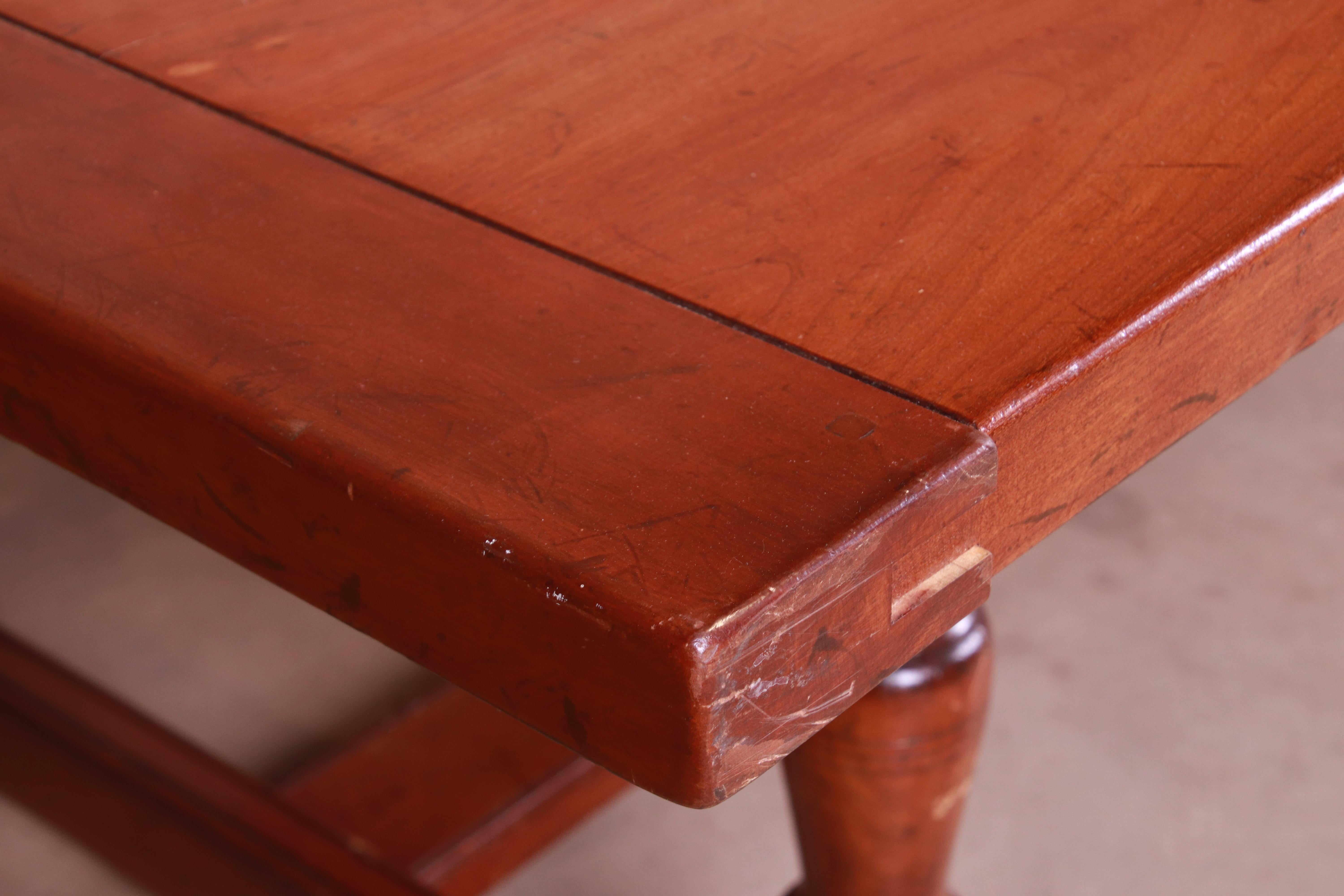 Antique English Cherry Wood Farmhouse Refectory Dining Table, Circa 1890 6