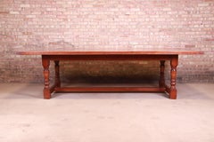 Antique English Cherry Wood Farmhouse Refectory Dining Table, Circa 1890