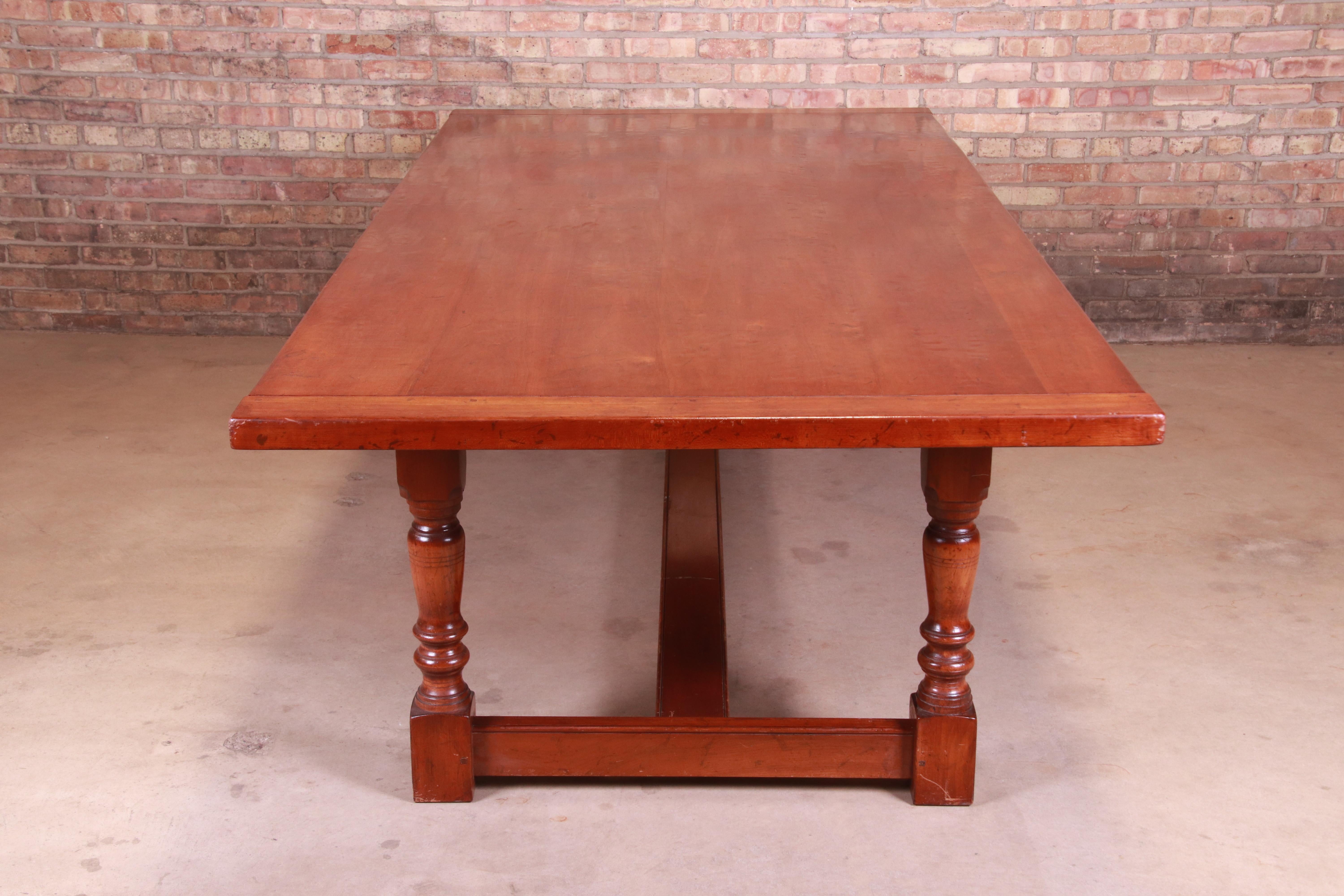 Antique English Cherry Wood Farmhouse Refectory Dining Table, Circa 1890 2