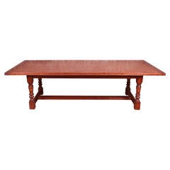 Antique English Cherry Wood Farmhouse Refectory Dining Table, Circa 1890