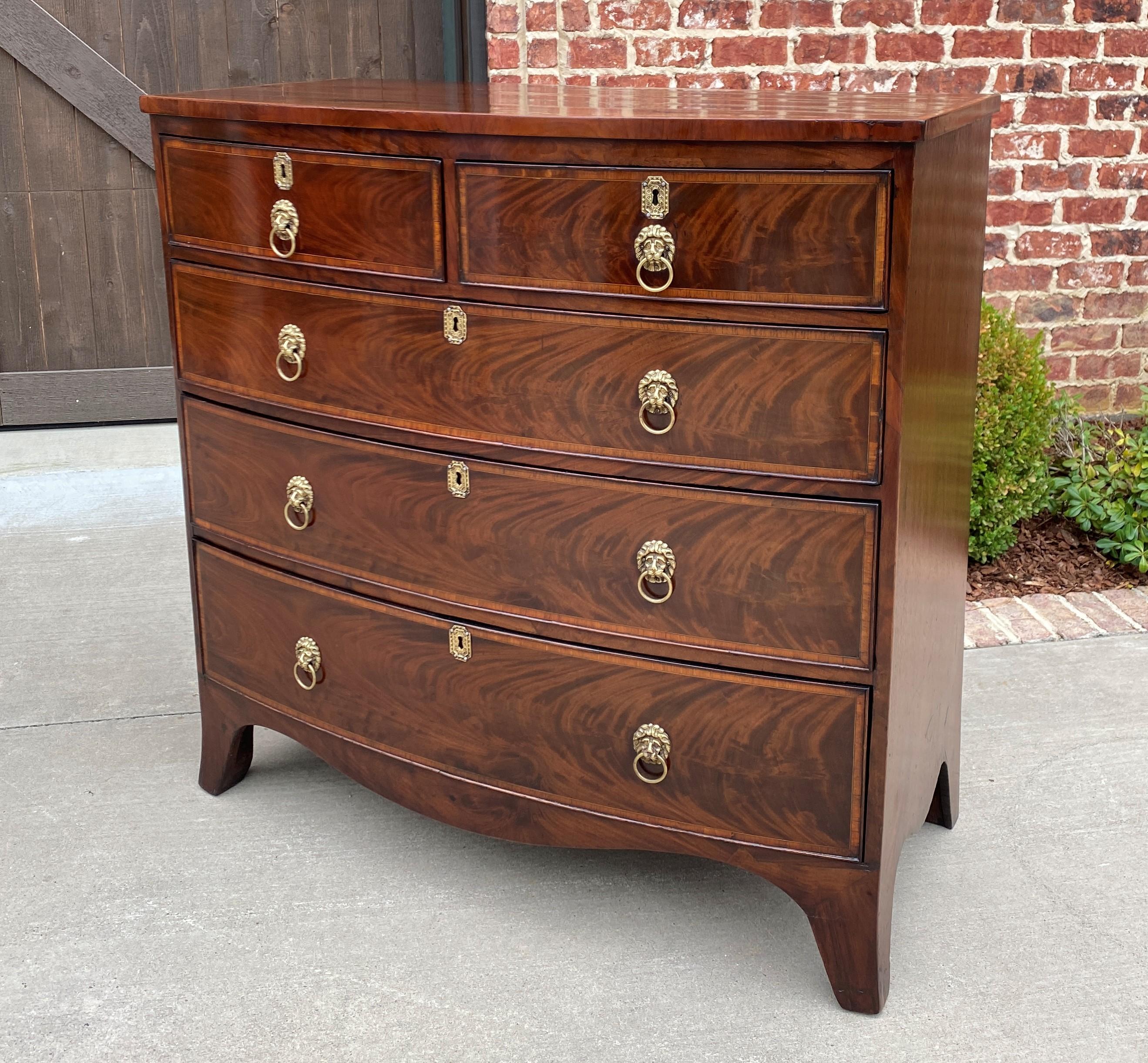 Antique English Chest of Drawers Bow Front Mahogany 5-Drawer Commode 19th C In Good Condition In Tyler, TX