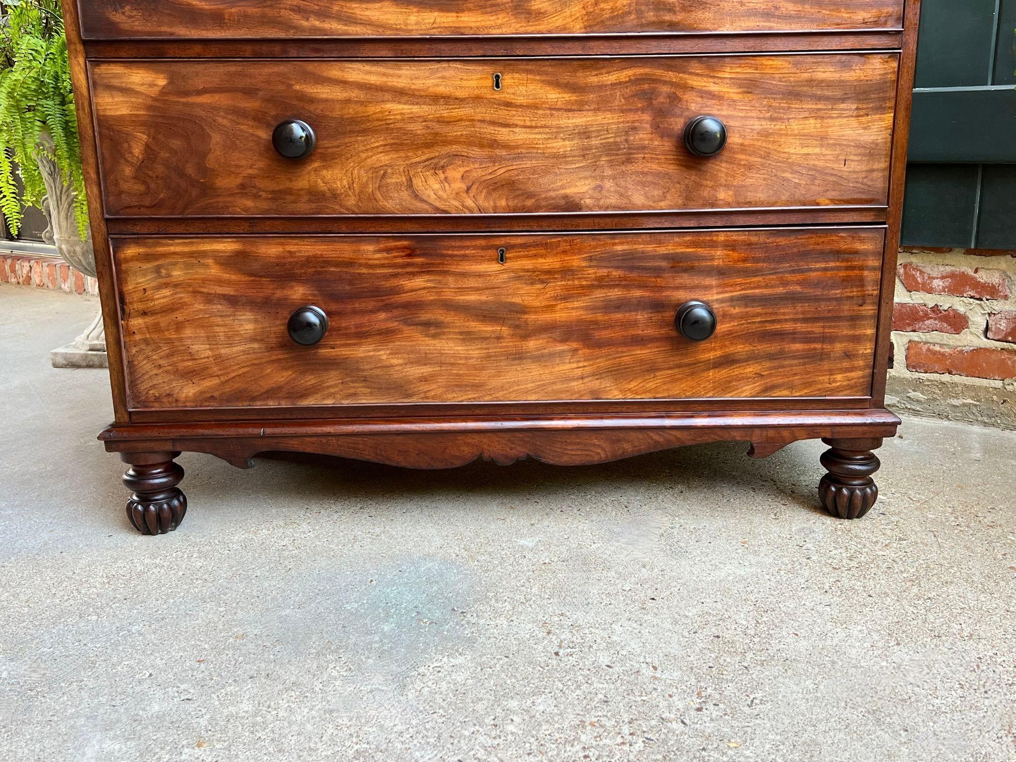 Antique English Chest of Drawers Burl Mahogany Victorian Dresser Cabinet In Good Condition For Sale In Shreveport, LA