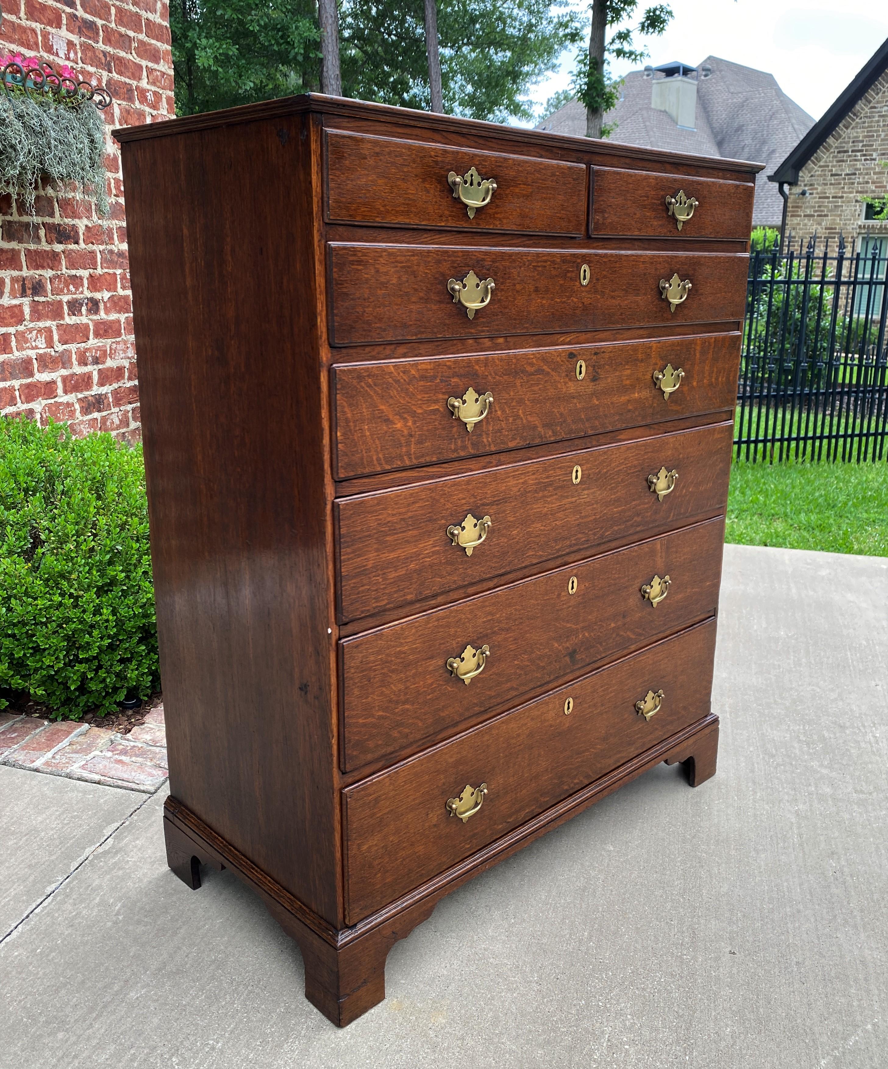 Antique English Chest of Drawers Georgian Carved Oak Large Batwings 7 Drawers  8