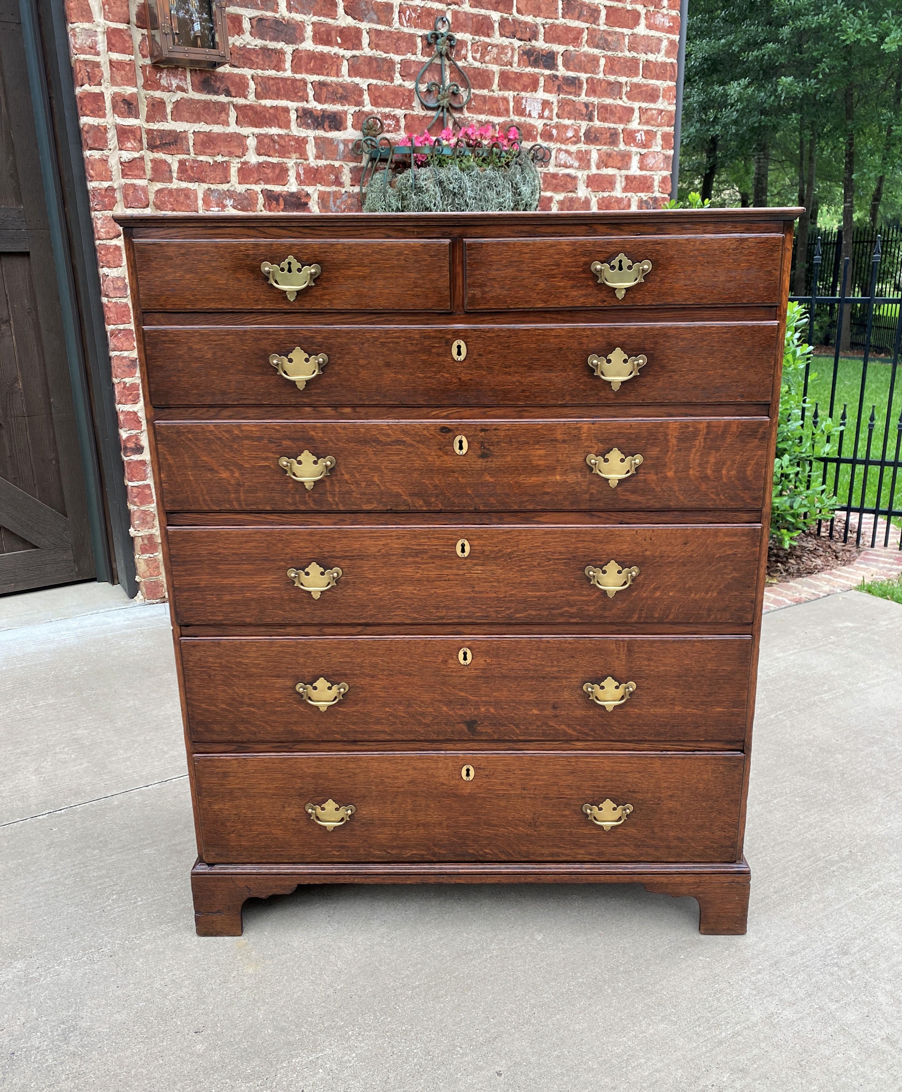 Antique English Chest of Drawers Georgian Carved Oak Large Batwings 7 Drawers  9