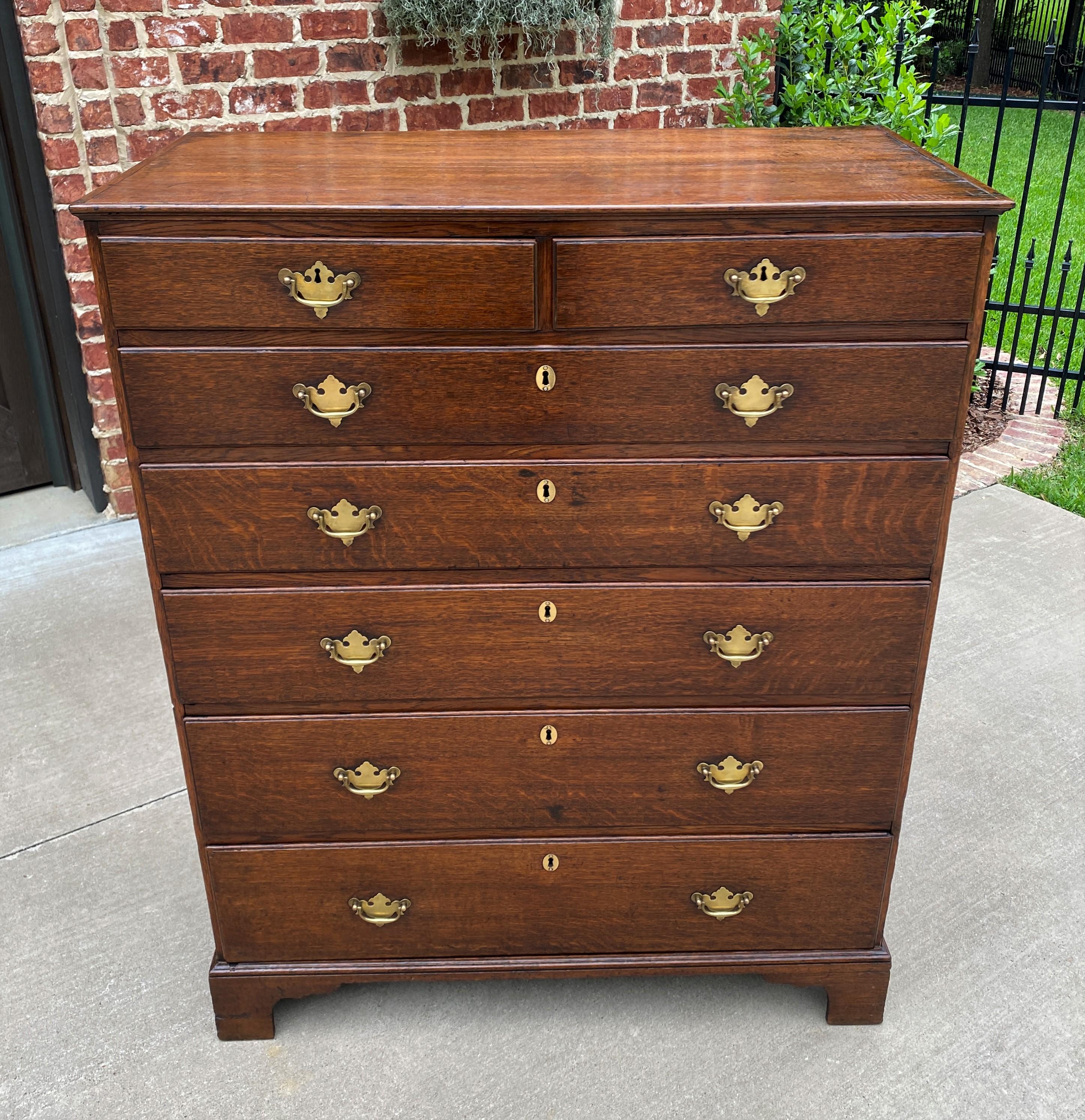 Antique English Chest of Drawers Georgian Carved Oak Large Batwings 7 Drawers  10