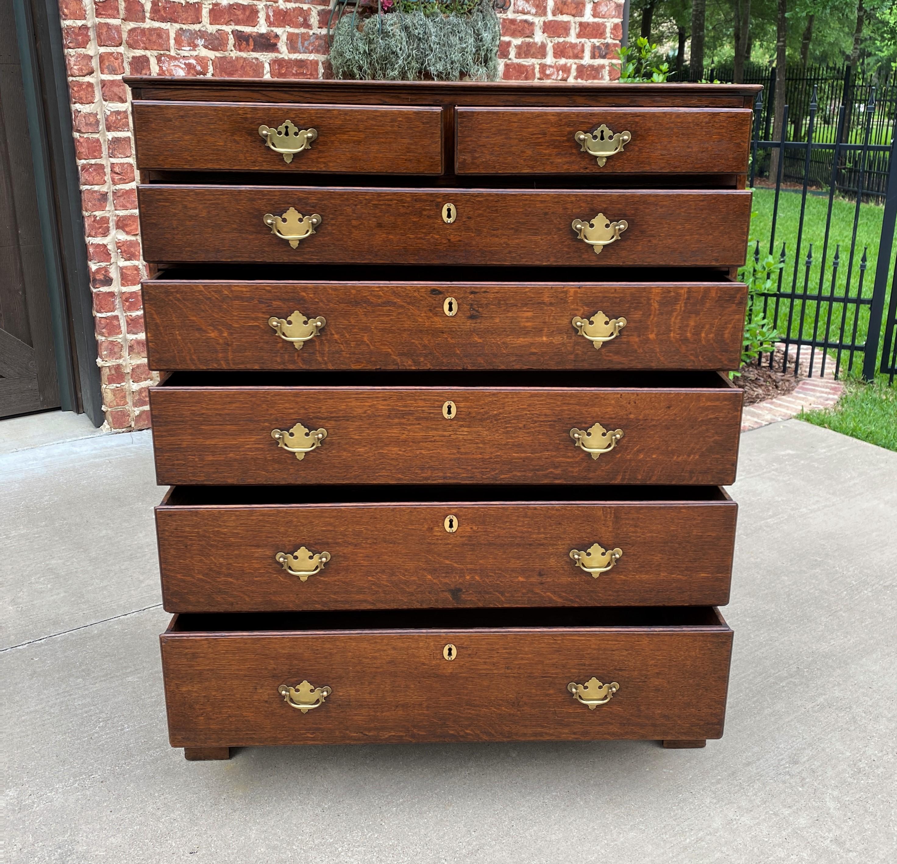 Mid-19th Century Antique English Chest of Drawers Georgian Carved Oak Large Batwings 7 Drawers 