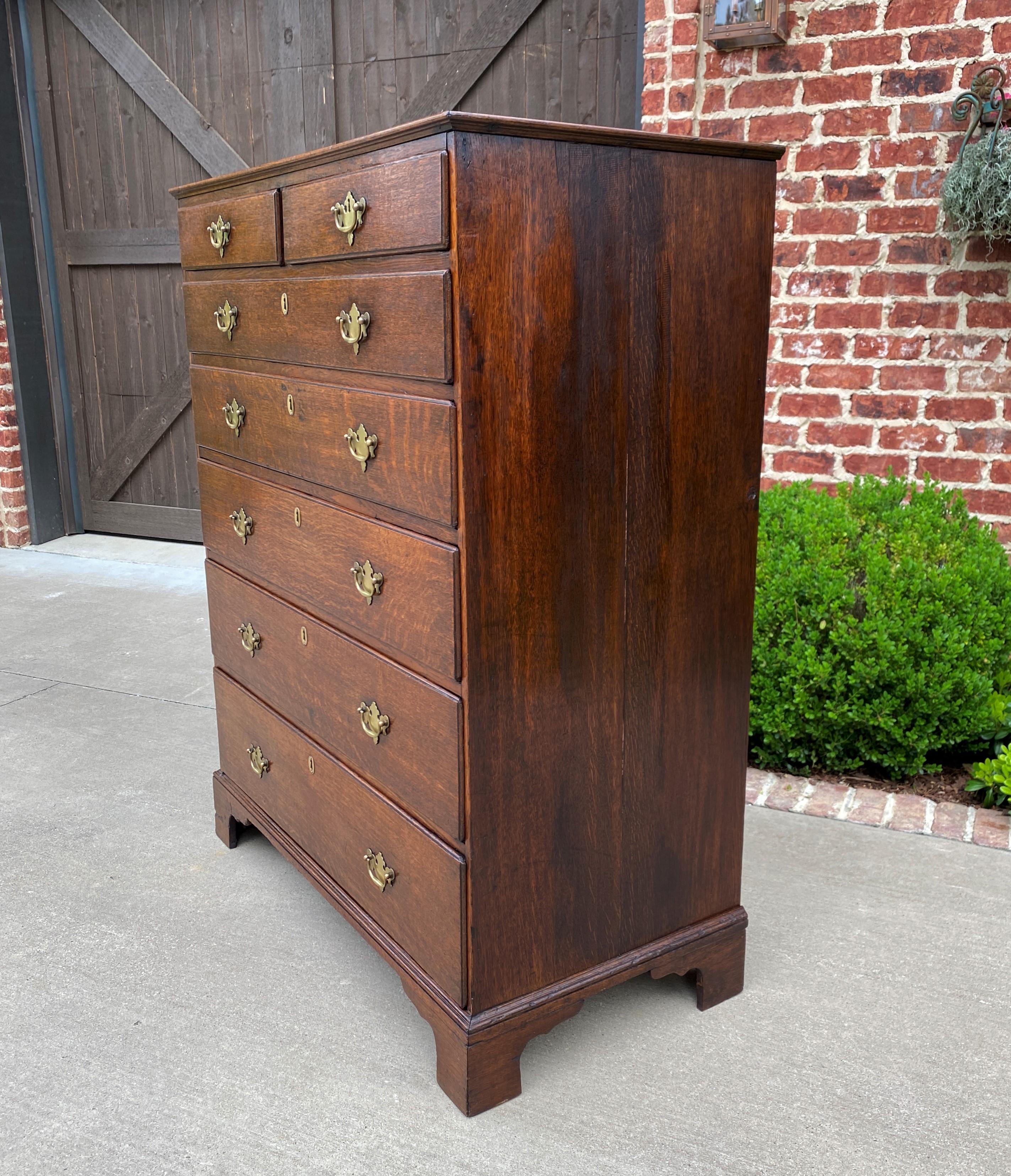 Antique English Chest of Drawers Georgian Carved Oak Large Batwings 7 Drawers  5
