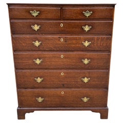 Antique English Chest of Drawers Georgian Carved Oak Large Batwings 7 Drawers 