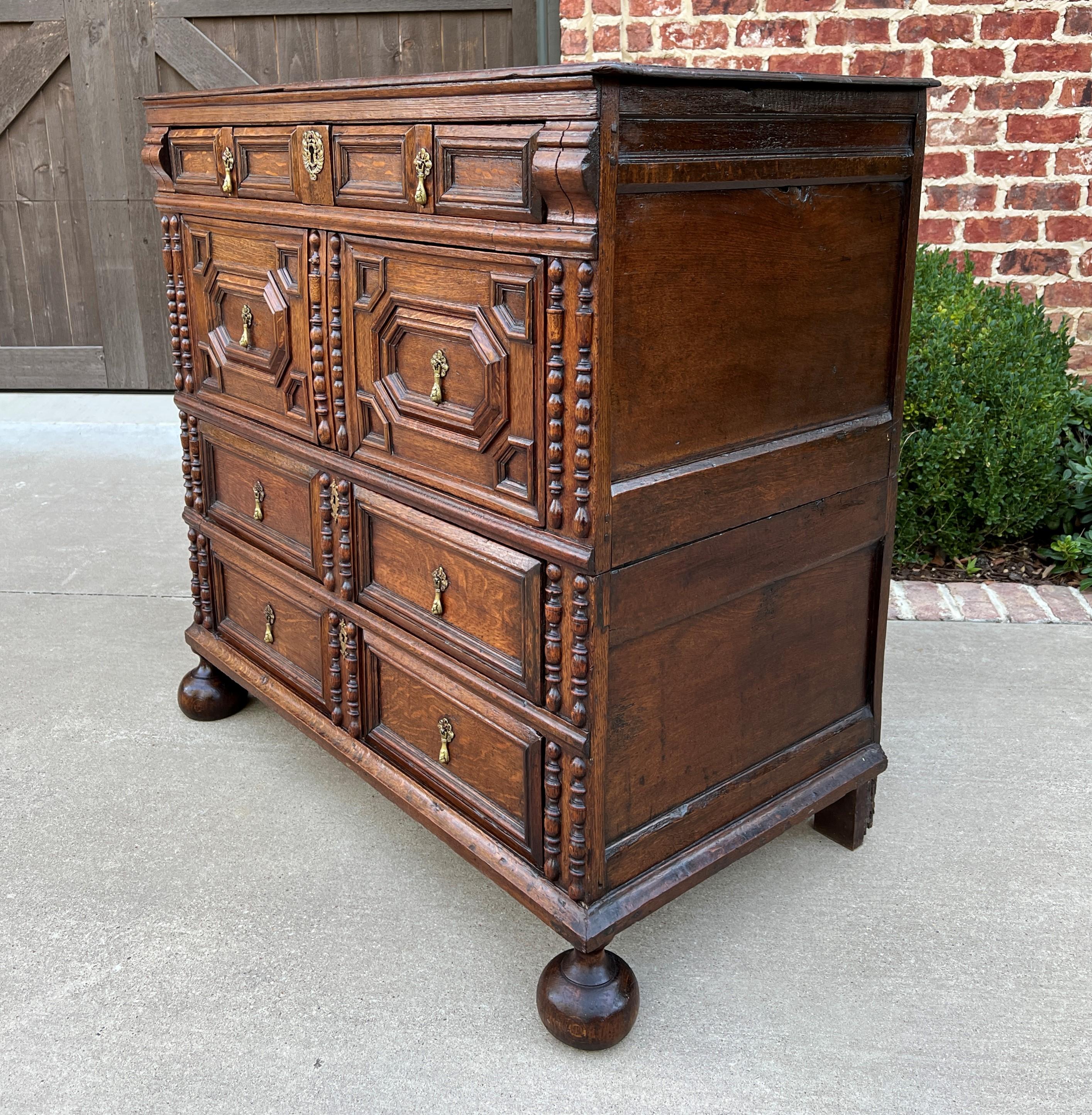 Antique English Chest on Chest of Drawers Cabinet Jacobean Carved Oak ...