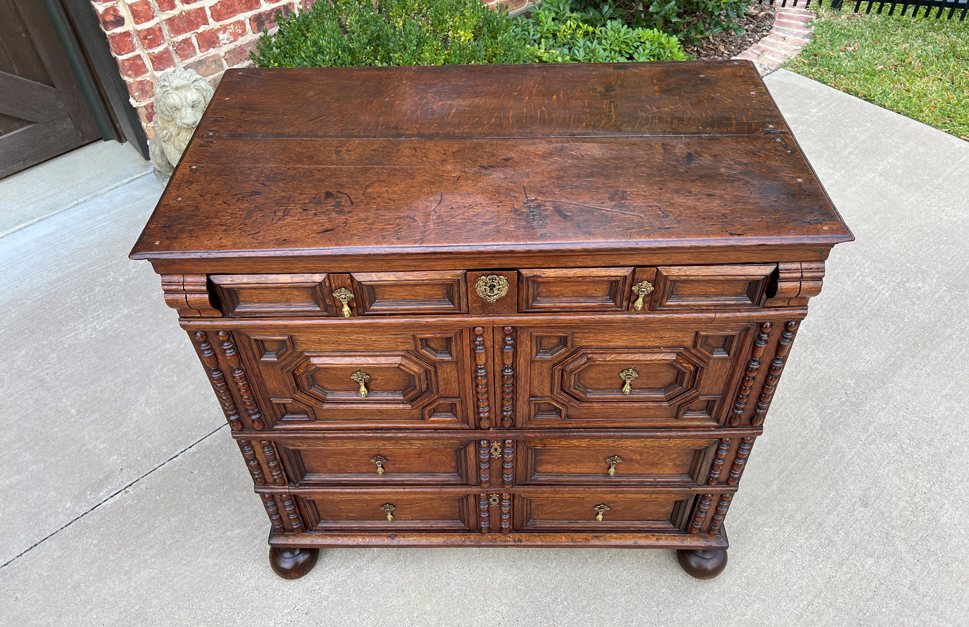 Antique English Chest on Chest of Drawers Jacobean Carved Oak