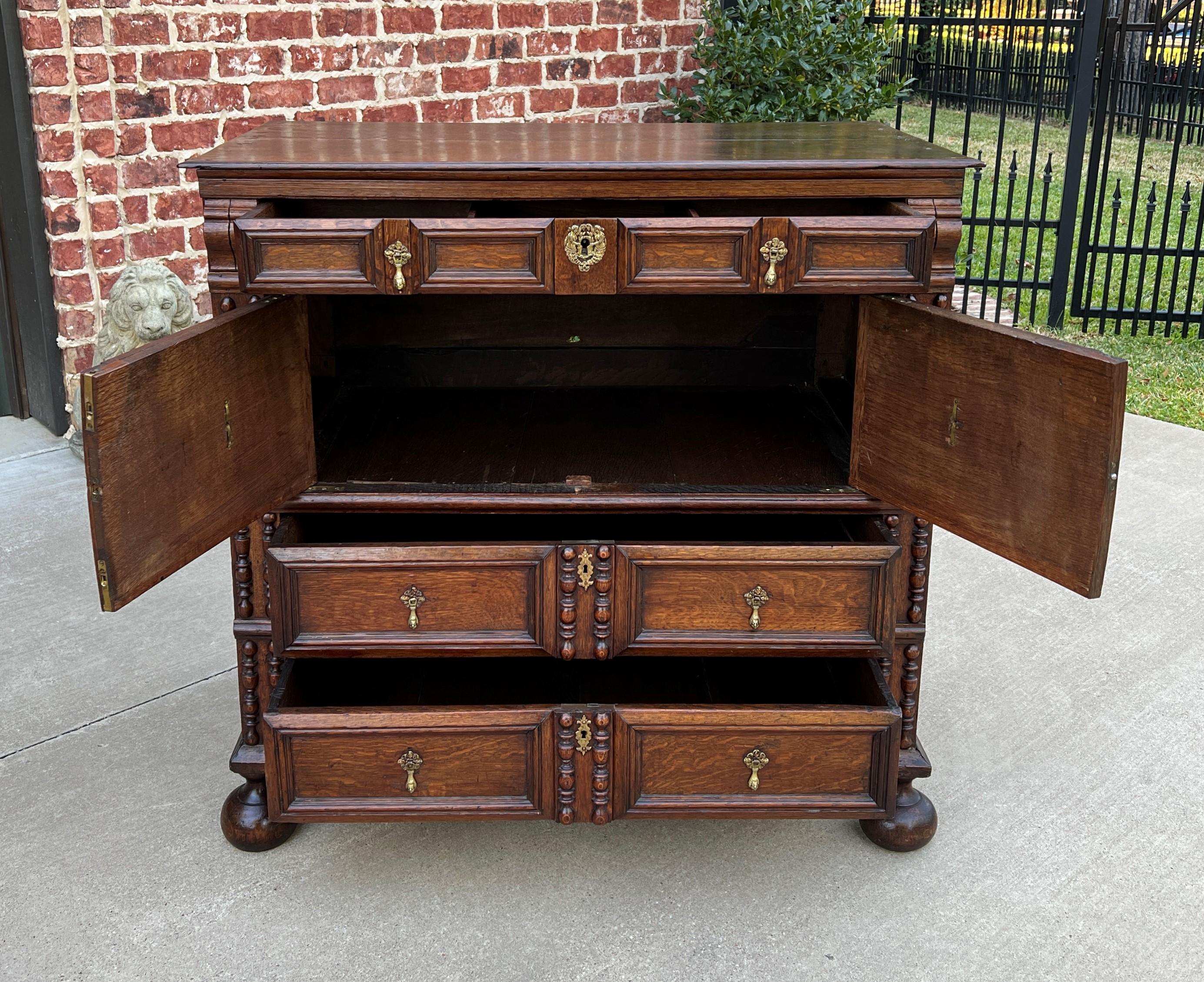 Antique English Chest on Chest of Drawers Jacobean Carved Oak Tudor For Sale at 1stDibs
