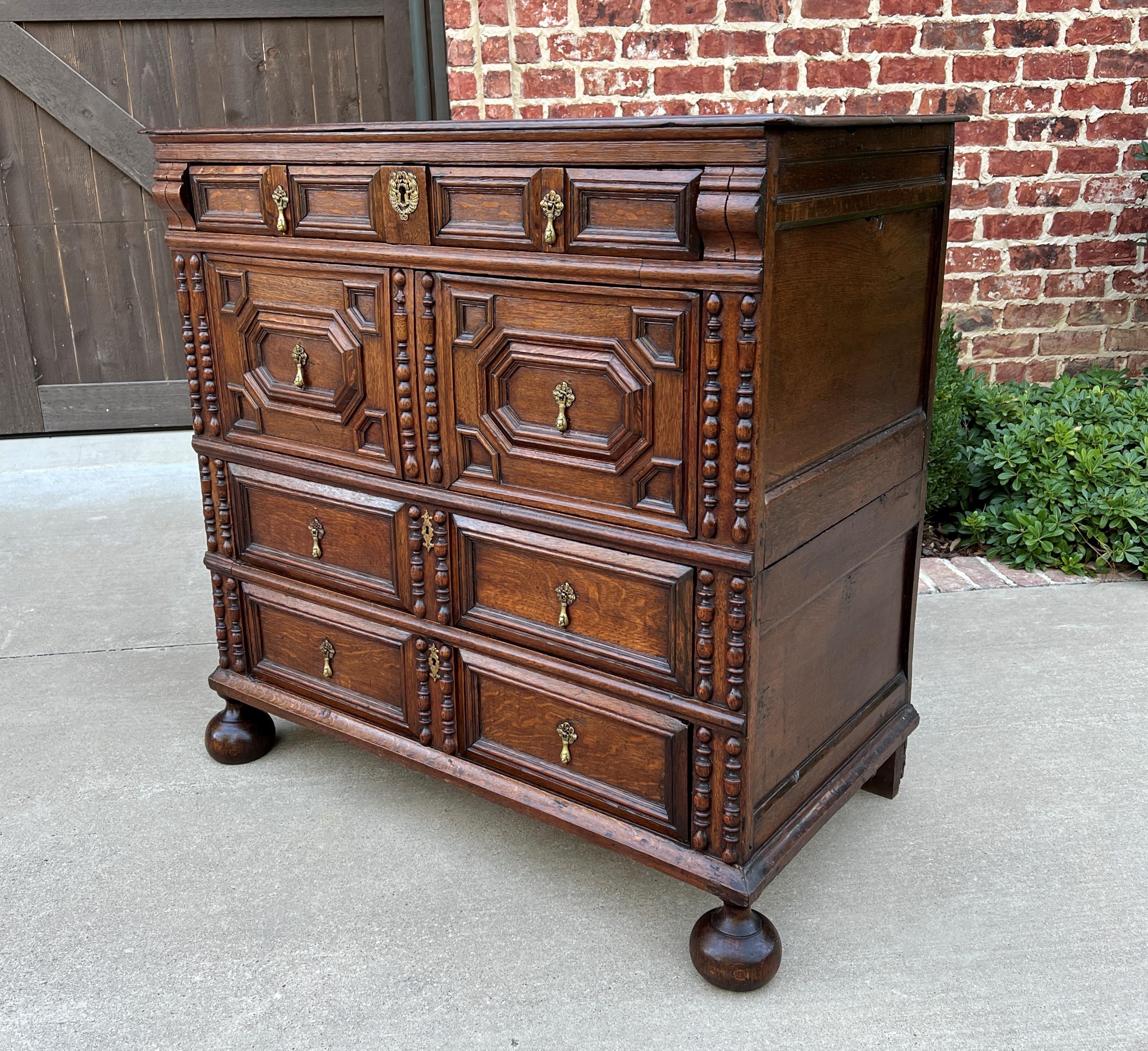 Antique English Chest on Chest of Drawers Jacobean Carved Oak