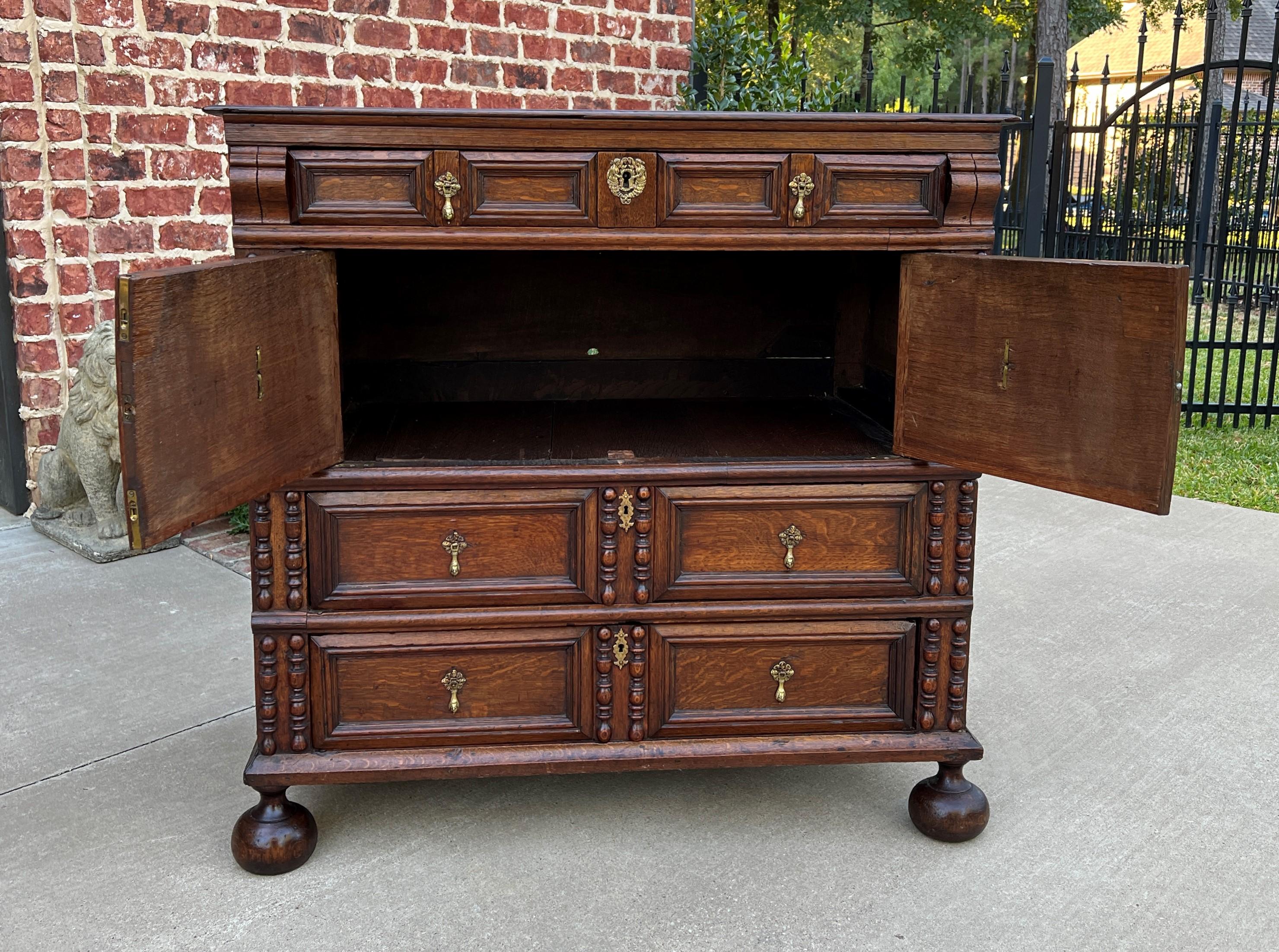 Antique English Chest on Chest of Drawers Jacobean Carved Oak