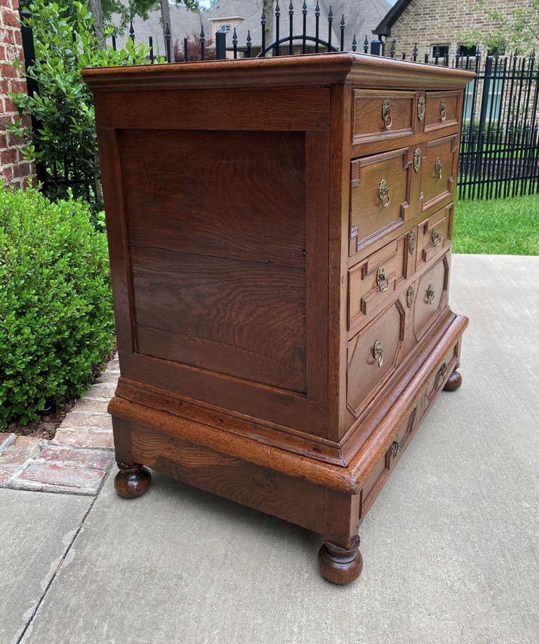 Antique English Chest on Chest of Drawers Jacobean Tudor Carved Oak