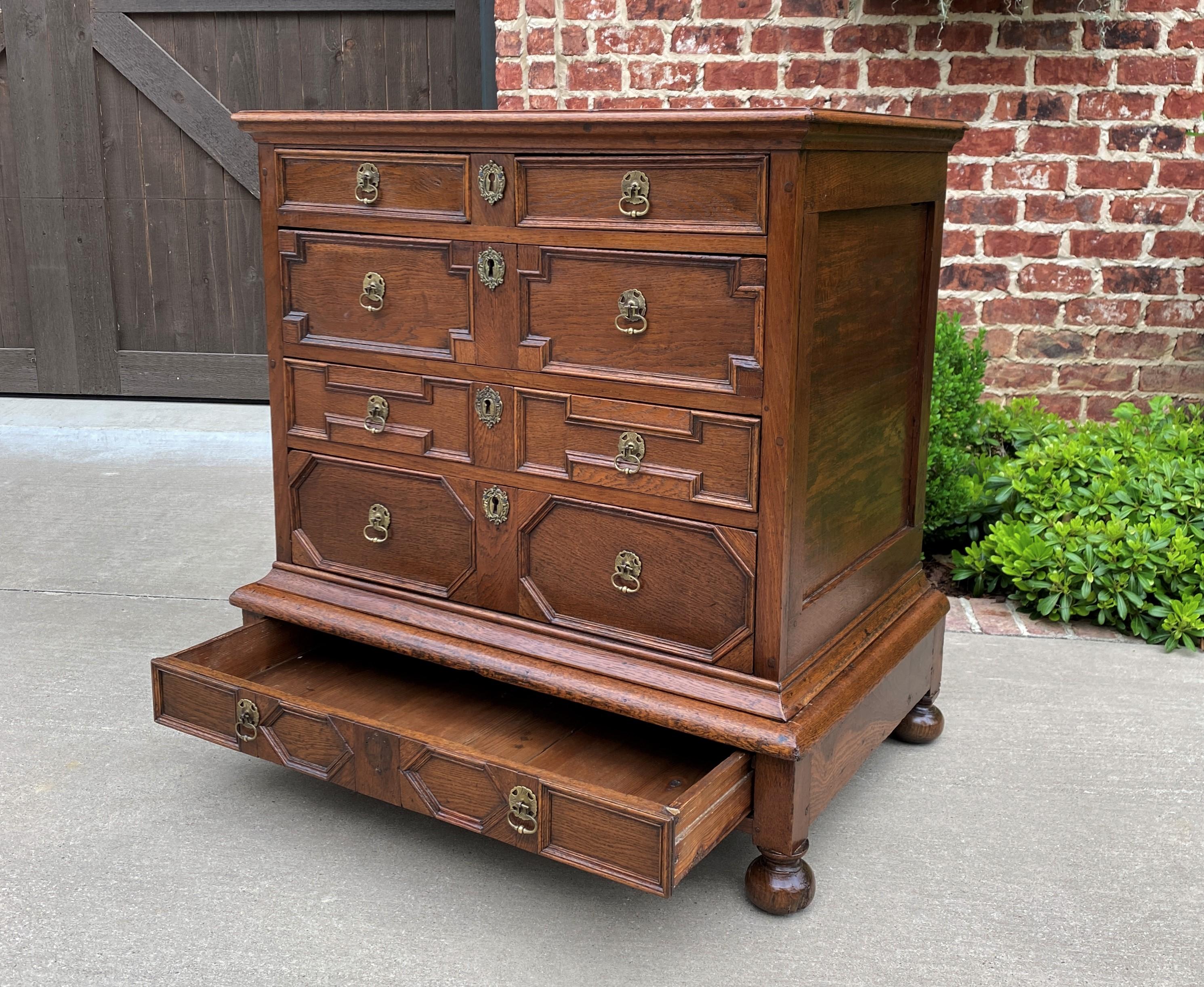 Antique English Chest on Chest of Drawers Jacobean Tudor Carved Oak 19th C For Sale 8