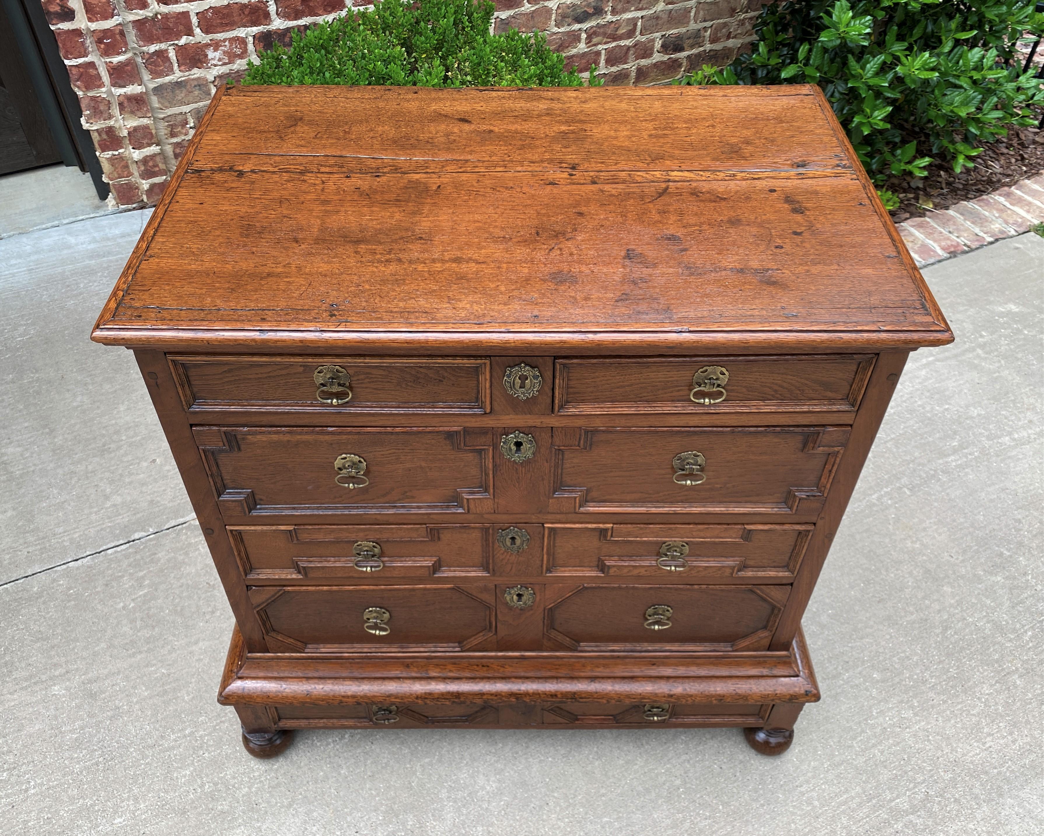 Antique English Chest on Chest of Drawers Jacobean Tudor Carved Oak 19th C For Sale 1