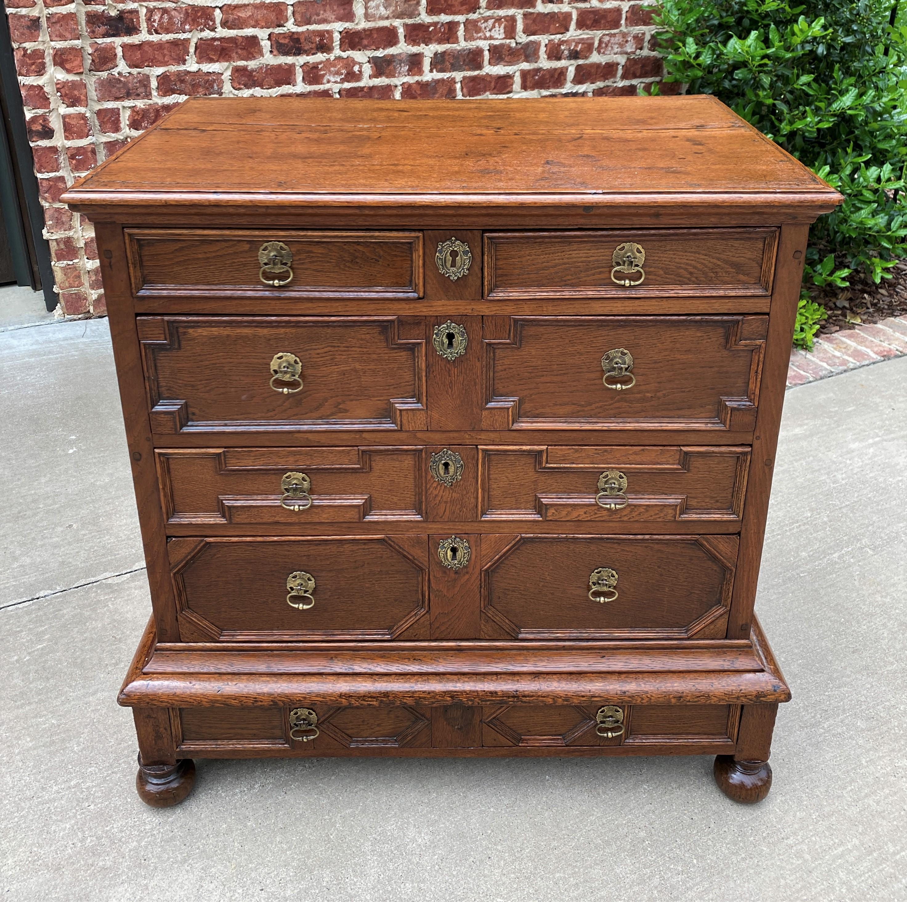 Antique English Chest on Chest of Drawers Jacobean Tudor Carved Oak 19th C For Sale 2
