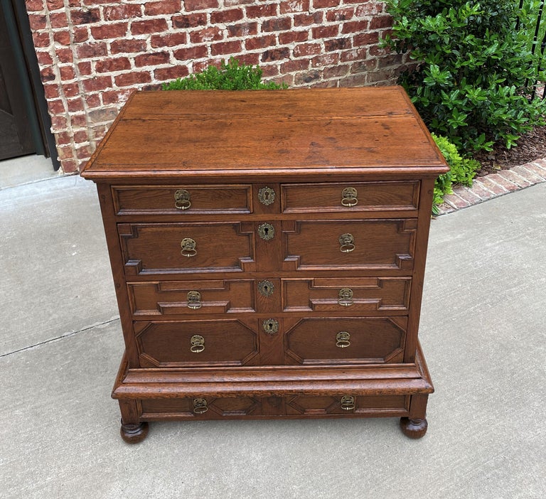 Antique English Chest on Chest of Drawers Jacobean Tudor Carved Oak