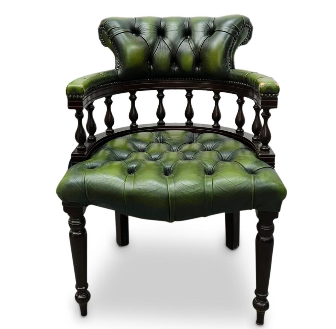 Antique English Chesterfield Captain's Chair 5