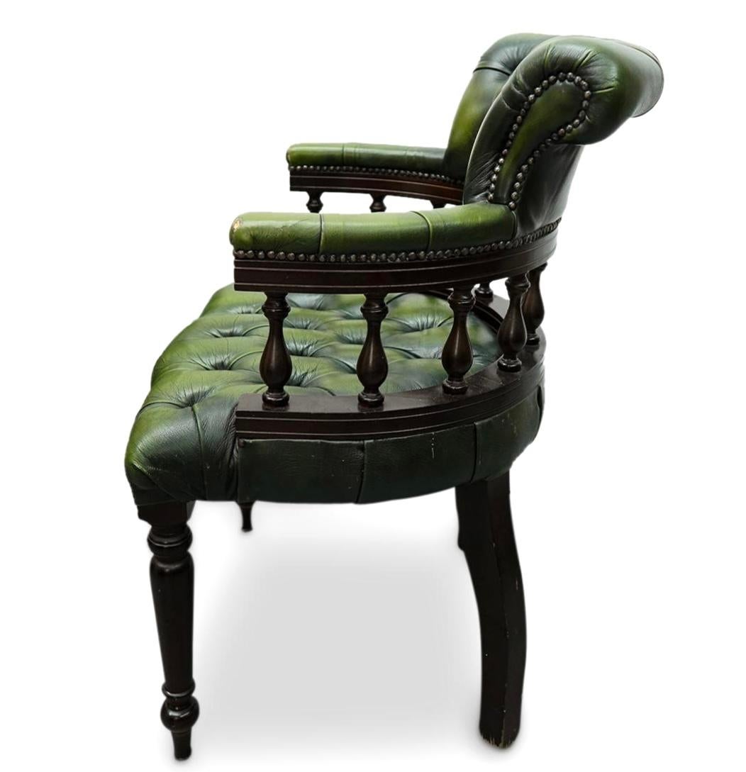 Leather Antique English Chesterfield Captain's Chair
