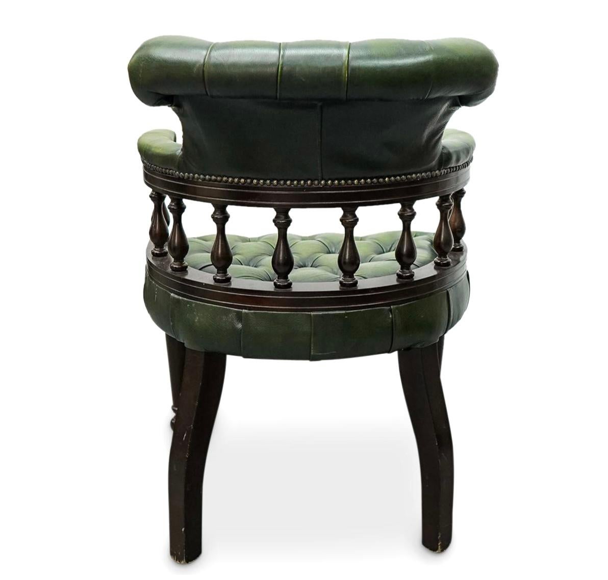 Antique English Chesterfield Captain's Chair 1