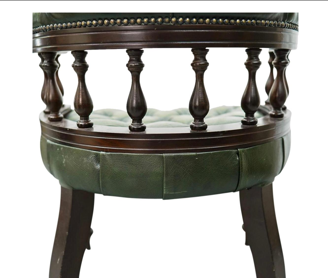 Antique English Chesterfield Captain's Chair 3