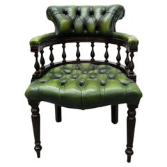 Antique English Chesterfield Captain's Chair