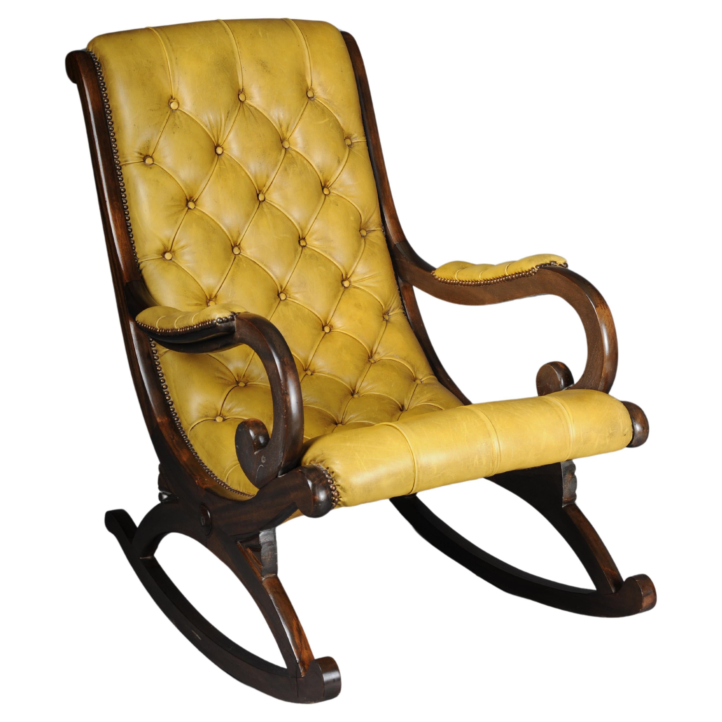 Ancienne chaise à bascule anglaise Chesterfield en vente