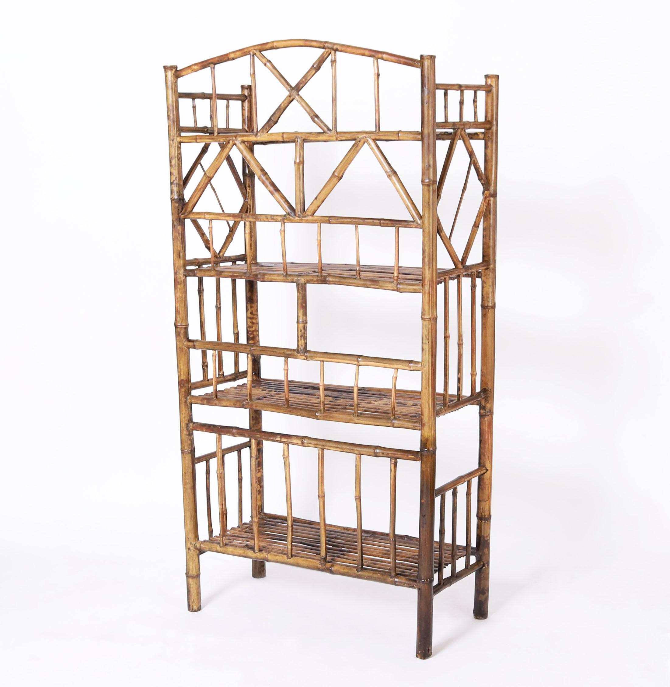 19th Century Antique English Chinese Chippendale Style Bamboo Etagere