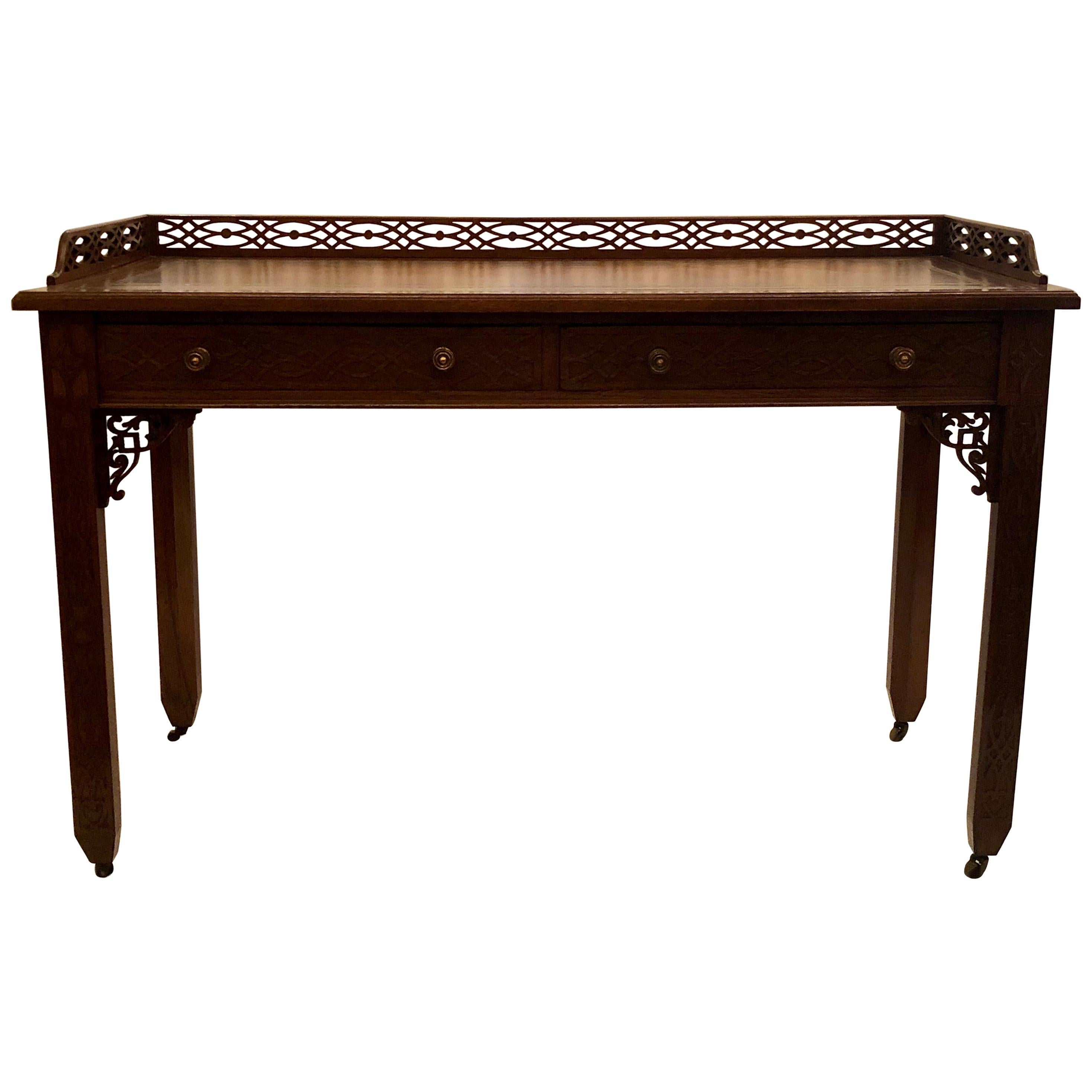 Antique English Chinese Chippendale Style Writing Desk